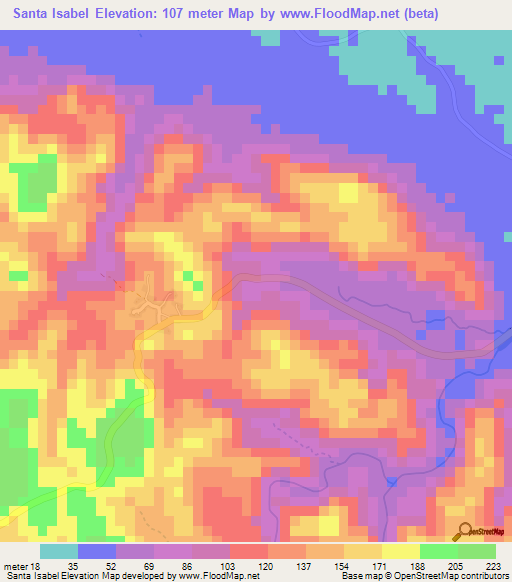 Santa Isabel,Panama Elevation Map