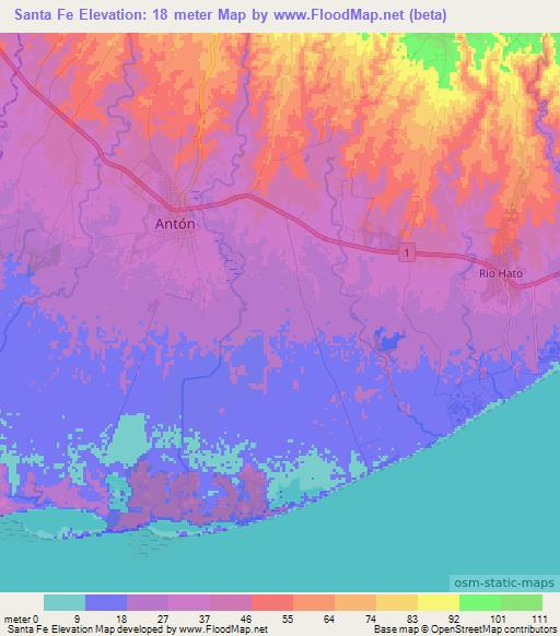 Santa Fe,Panama Elevation Map
