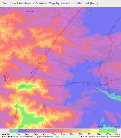 Santa Fe,Panama Elevation Map