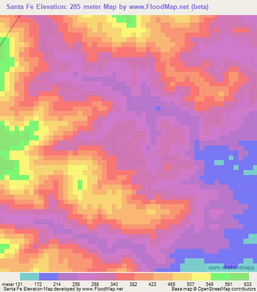 Santa Fe,Panama Elevation Map