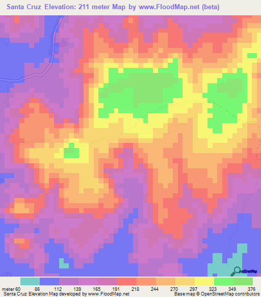 Santa Cruz,Panama Elevation Map