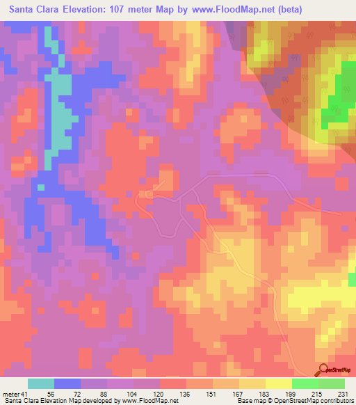 Santa Clara,Panama Elevation Map