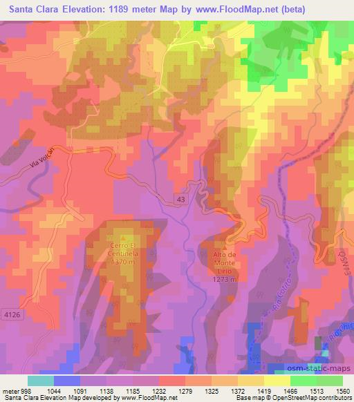 Santa Clara,Panama Elevation Map