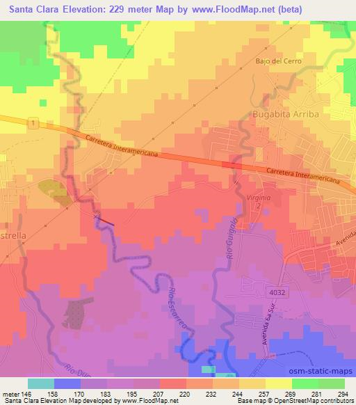 Santa Clara,Panama Elevation Map