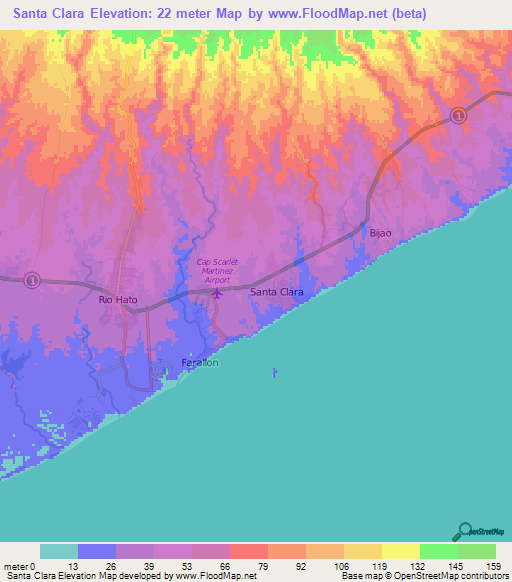 Santa Clara,Panama Elevation Map