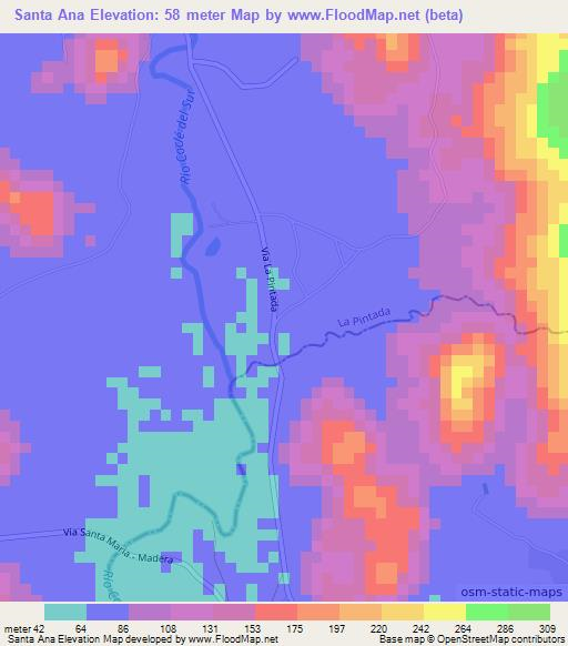 Santa Ana,Panama Elevation Map