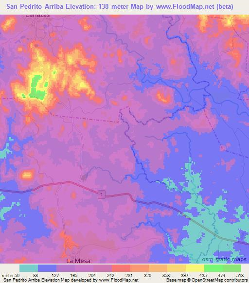 San Pedrito Arriba,Panama Elevation Map