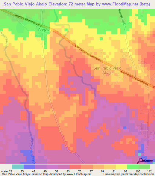 San Pablo Viejo Abajo,Panama Elevation Map