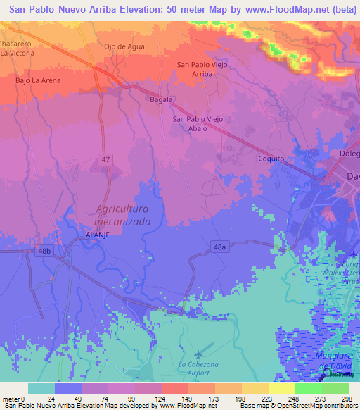 San Pablo Nuevo Arriba,Panama Elevation Map