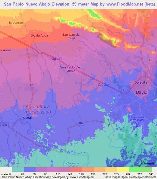 San Pablo Nuevo Abajo,Panama Elevation Map