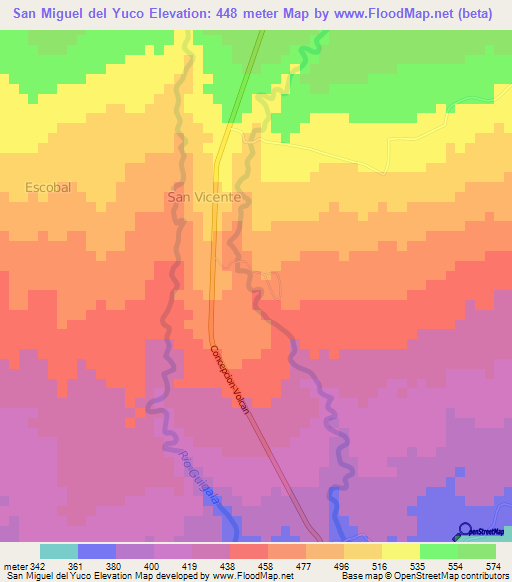 San Miguel del Yuco,Panama Elevation Map