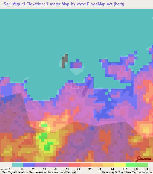 San Miguel,Panama Elevation Map