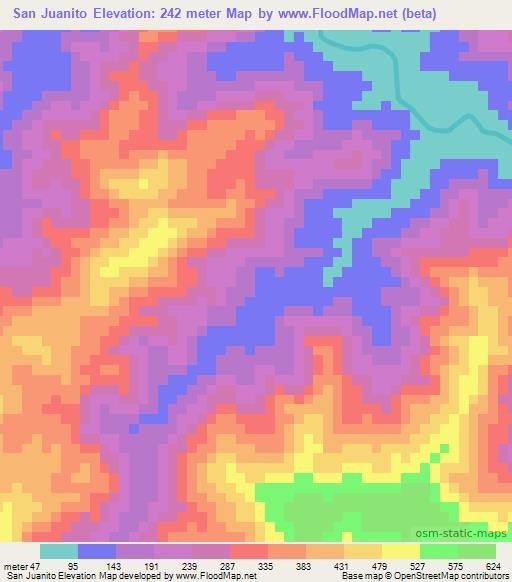 San Juanito,Panama Elevation Map