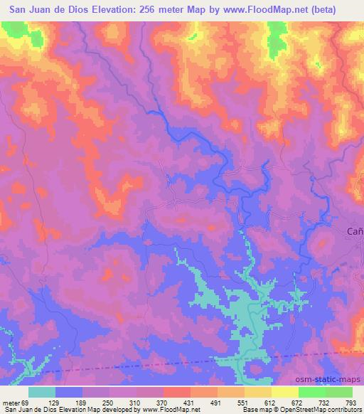 San Juan de Dios,Panama Elevation Map