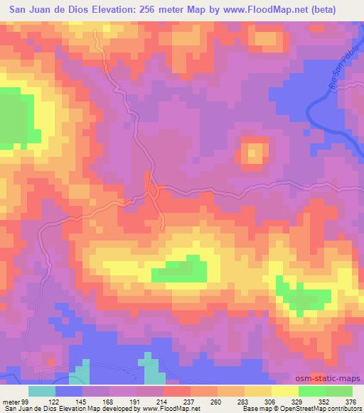 San Juan de Dios,Panama Elevation Map