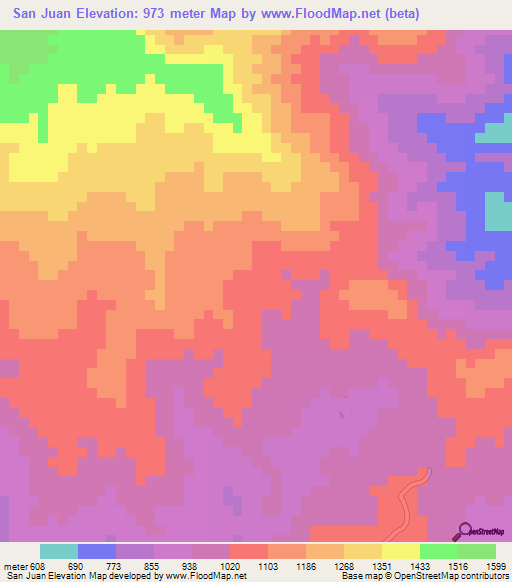 San Juan,Panama Elevation Map