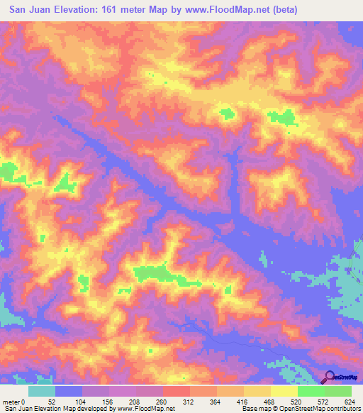San Juan,Panama Elevation Map