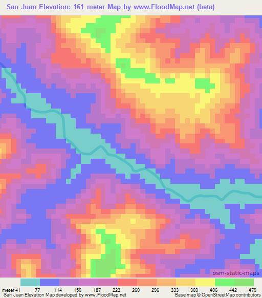 San Juan,Panama Elevation Map