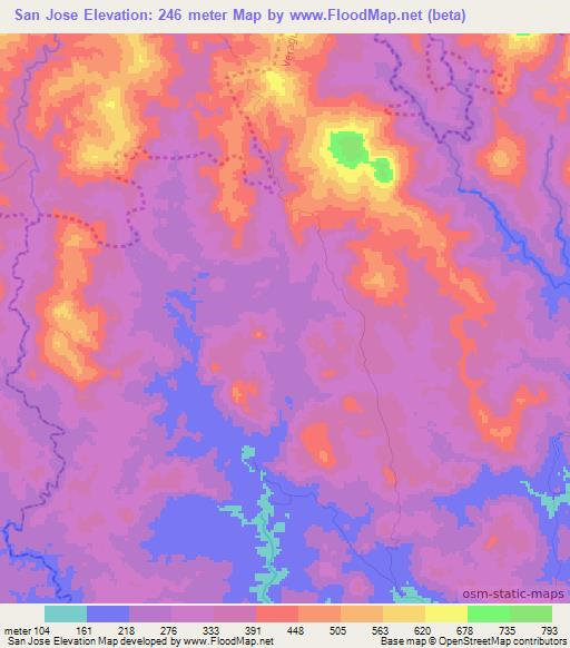 San Jose,Panama Elevation Map