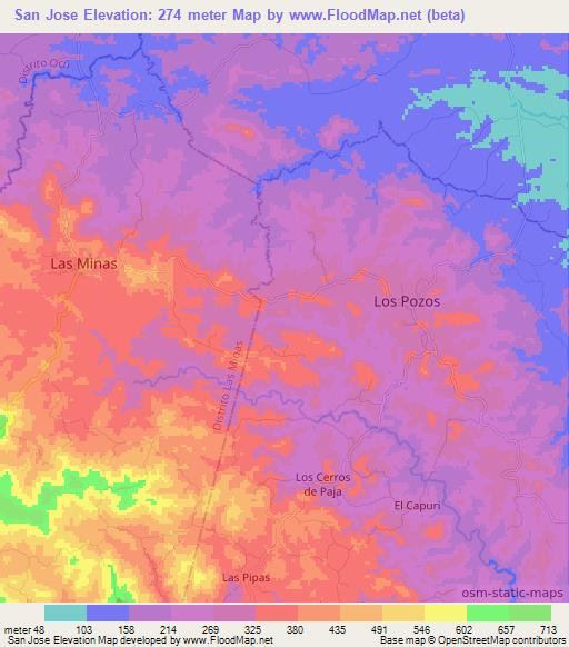 San Jose,Panama Elevation Map