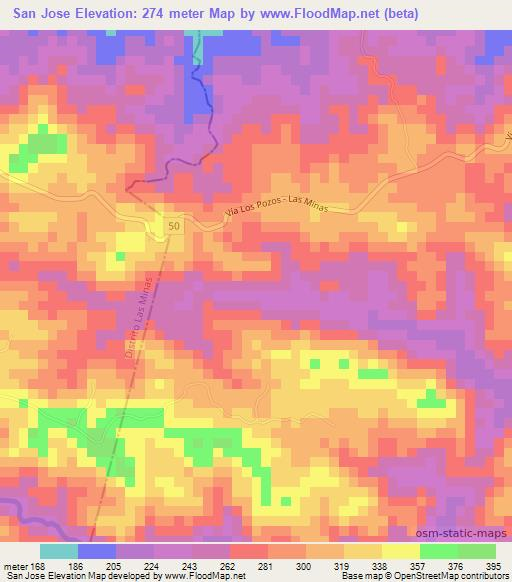 San Jose,Panama Elevation Map