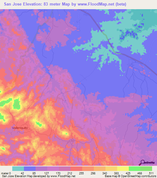 San Jose,Panama Elevation Map