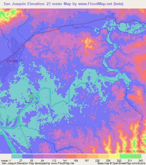 San Joaquin,Panama Elevation Map