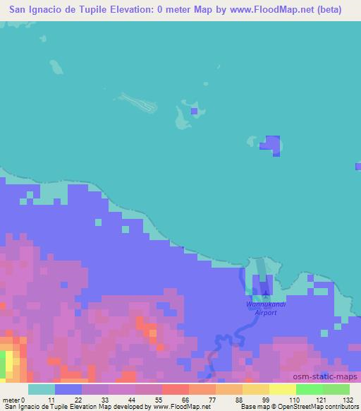 San Ignacio de Tupile,Panama Elevation Map