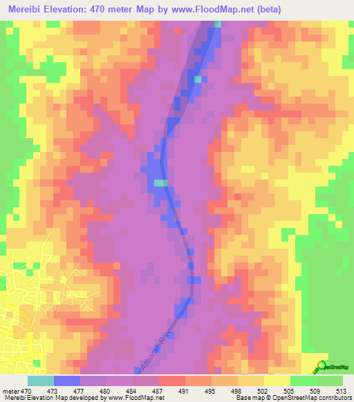 Mereibi,Sudan Elevation Map