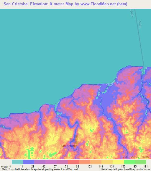 San Cristobal,Panama Elevation Map
