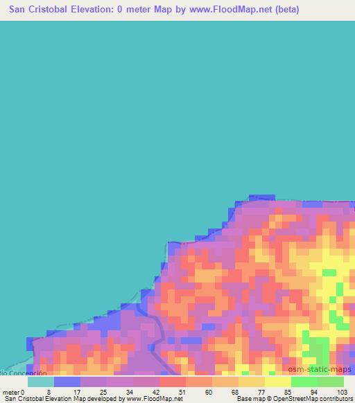 San Cristobal,Panama Elevation Map