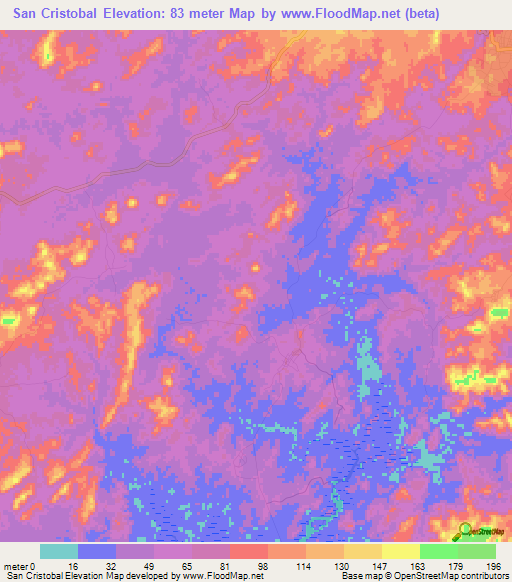 San Cristobal,Panama Elevation Map