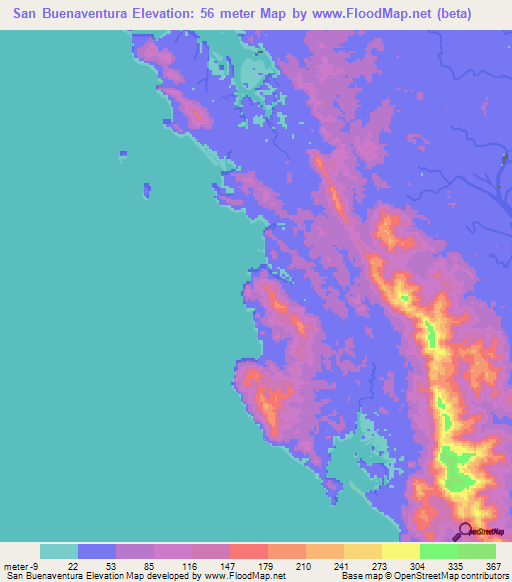 San Buenaventura,Panama Elevation Map