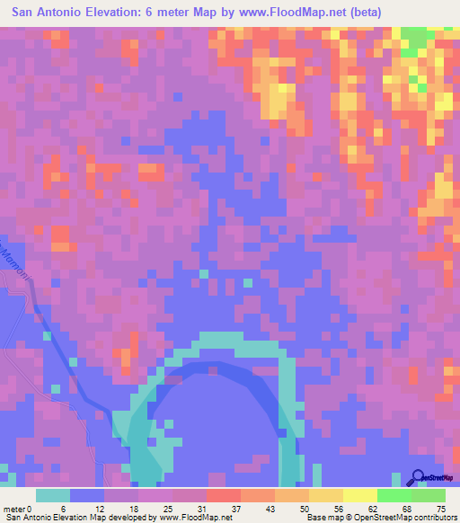 San Antonio,Panama Elevation Map