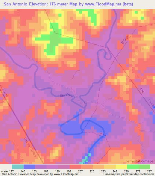 San Antonio,Panama Elevation Map