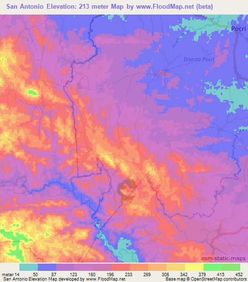 San Antonio,Panama Elevation Map