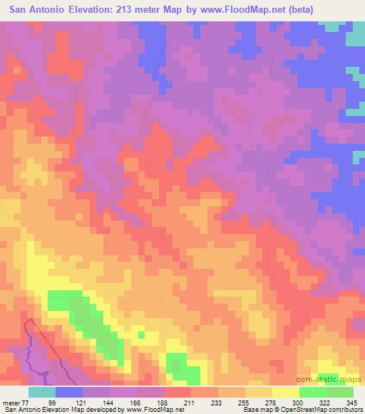 San Antonio,Panama Elevation Map