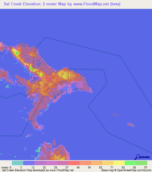 Sal Creek,Panama Elevation Map