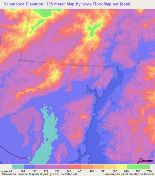 Salamanca,Panama Elevation Map
