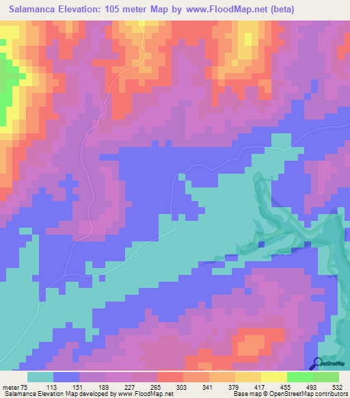 Salamanca,Panama Elevation Map
