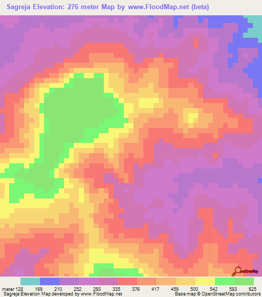 Sagreja,Panama Elevation Map