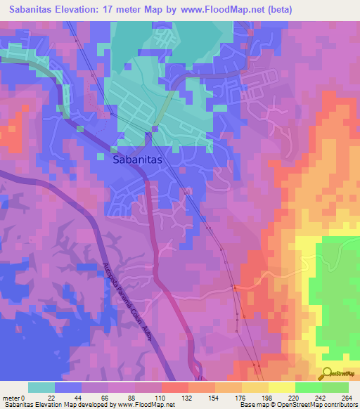 Sabanitas,Panama Elevation Map