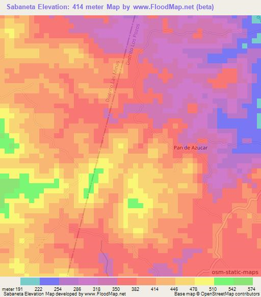 Sabaneta,Panama Elevation Map
