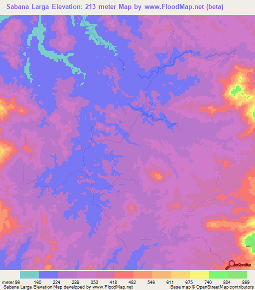 Sabana Larga,Panama Elevation Map