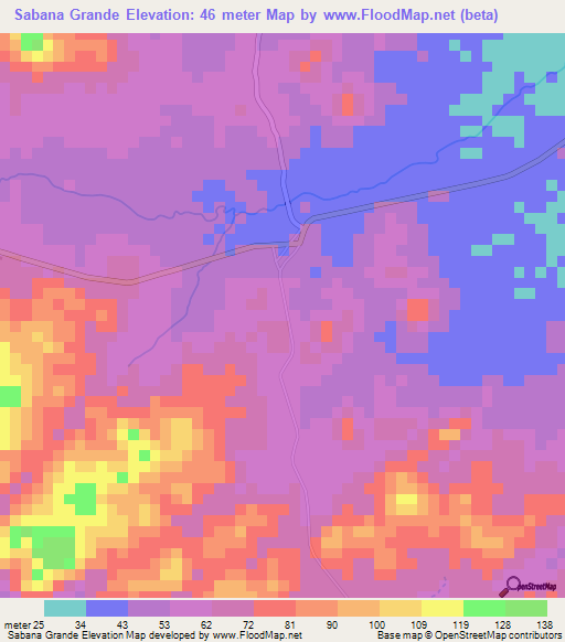 Sabana Grande,Panama Elevation Map