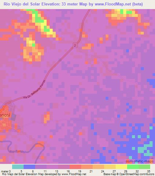 Rio Viejo del Solar,Panama Elevation Map