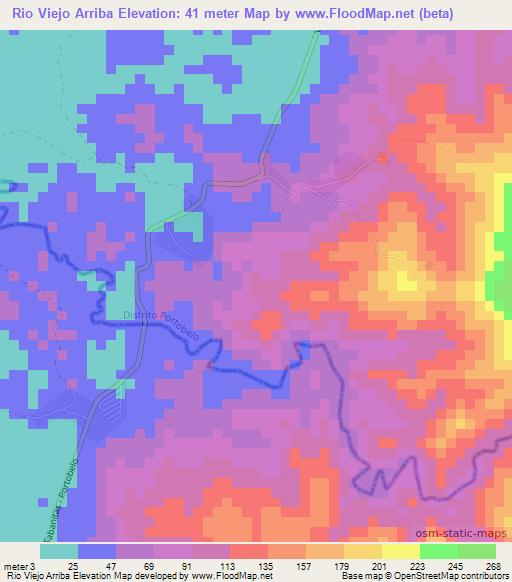 Rio Viejo Arriba,Panama Elevation Map