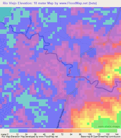 Rio Viejo,Panama Elevation Map