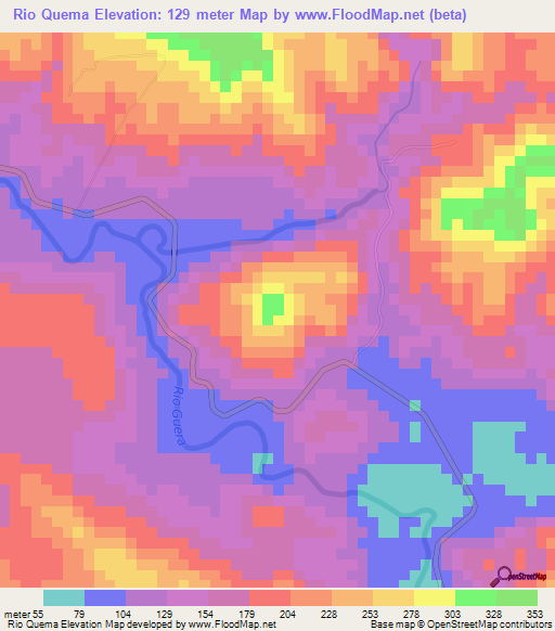 Rio Quema,Panama Elevation Map
