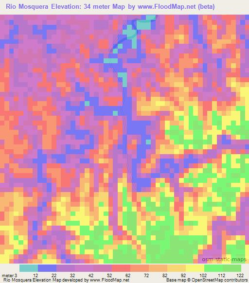 Rio Mosquera,Panama Elevation Map